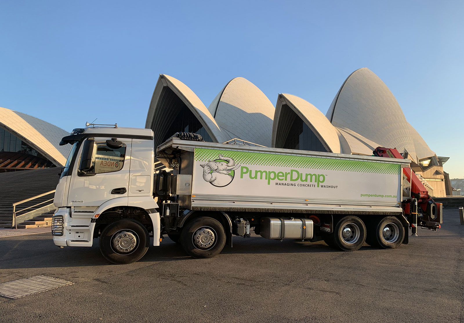 PumperDump concrete washout equipment on a Sydney construction site